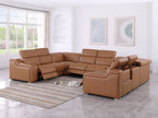 1116 Divanitalia 8-Piece U-Shaped Sectional Sofa in Top Grain Italian Leather with 4 Power Recliners & Power Headrests - Cognac - SKU 1116-COGNAC-8PC-4PWR-U-NC-SECTIONAL-GROUP - view 2