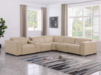1208 6-Piece L-Shaped Leather Reclining Sectional Sofa with 3 Power Recliners - Beige