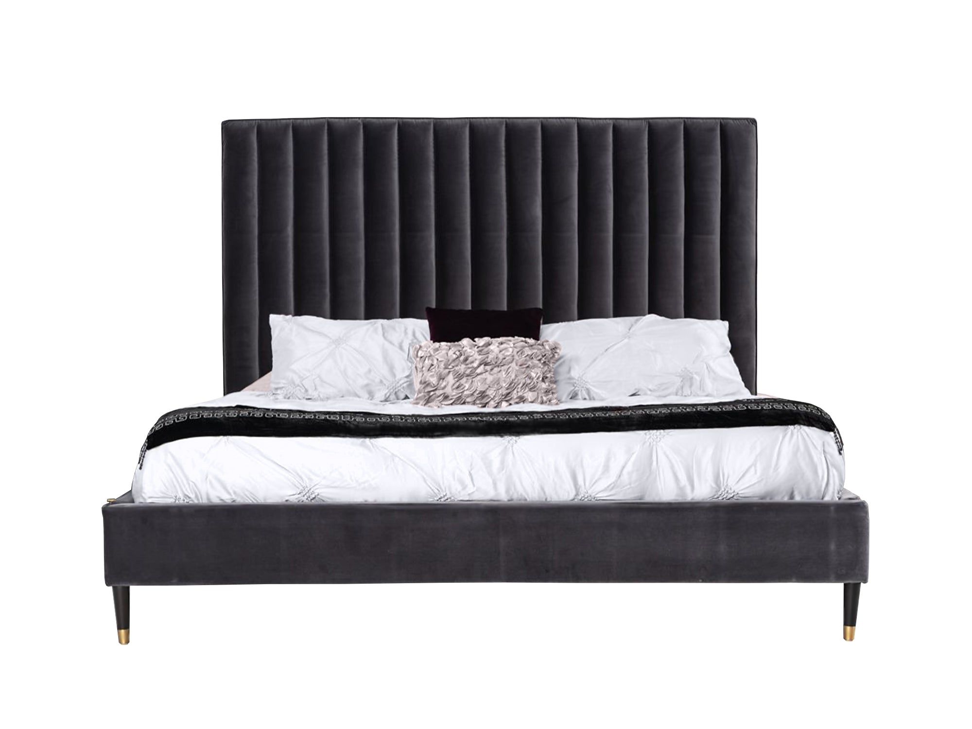 Eastern King Hemlock Modern Grey Velvet Bed