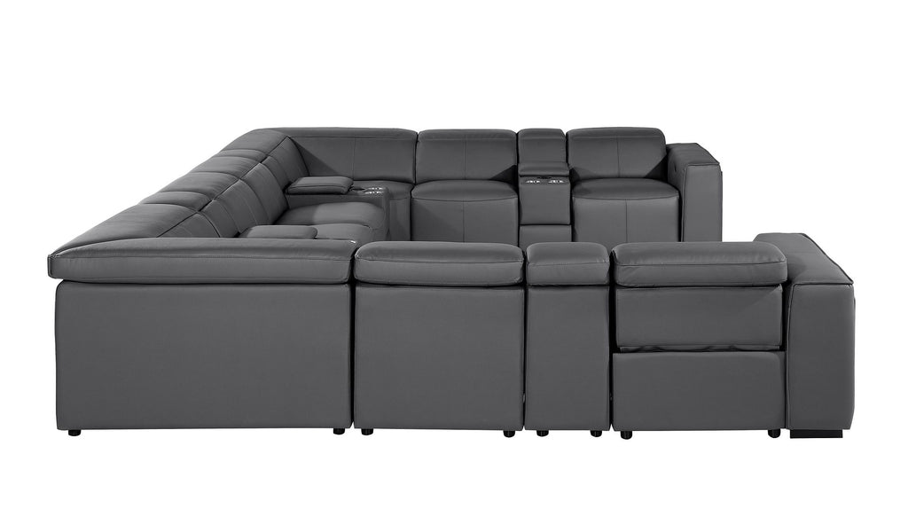 1224 Divanitalia 12-Piece U-Shaped Sectional Sofa in Top Grain Italian Leather with 4 Power Recliners & Power Headrests
