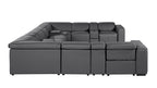 1224 Divanitalia 12-Piece U-Shaped Sectional Sofa in Top Grain Italian Leather with 4 Power Recliners & Power Headrests