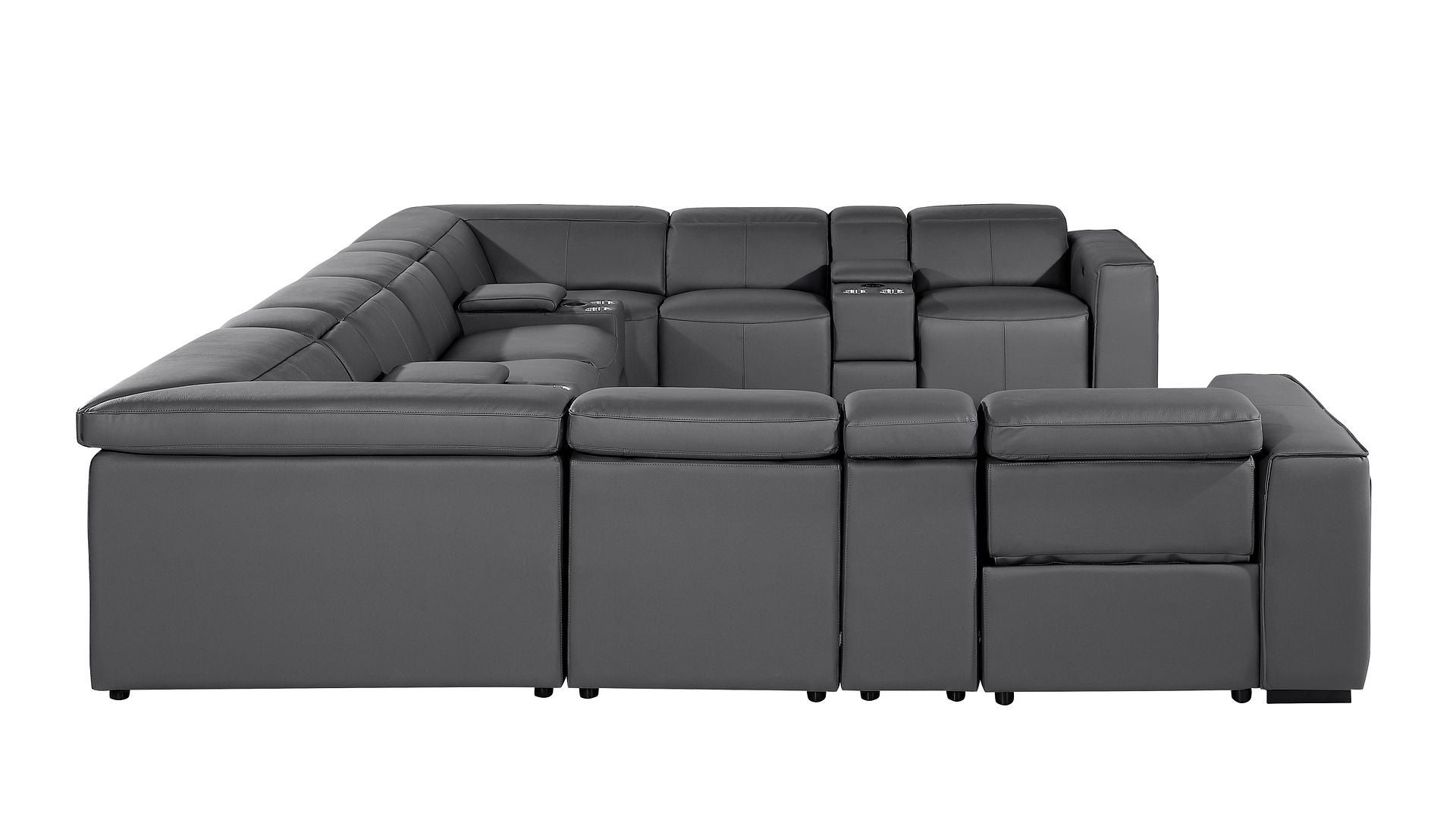 1224 Divanitalia 12-Piece U-Shaped Sectional Sofa in Top Grain Italian Leather with 4 Power Recliners & Power Headrests