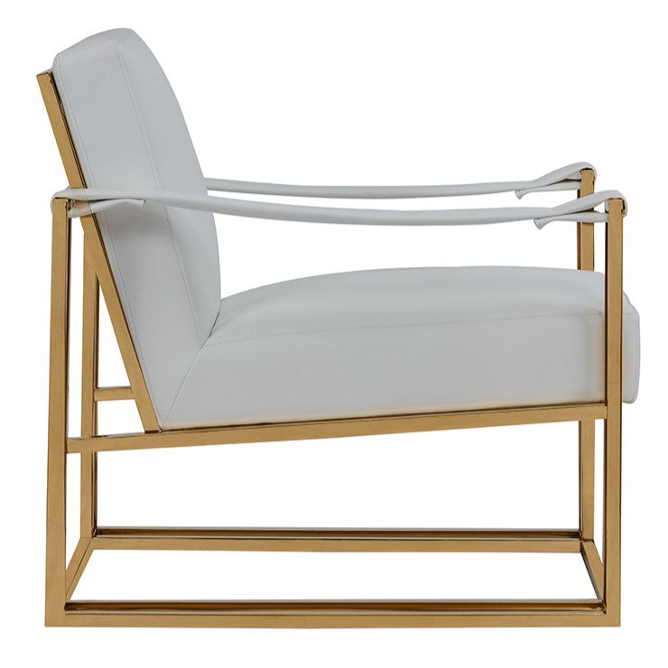 Larson Modern White Leatherette & Gold Accent Chair