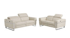 990 Divanitalia Power Reclining 2-Piece Sofa Set with Power Headrest in Top-grain Italian Leather - Beige - SKU 990-BEIGE-2PC - view 2