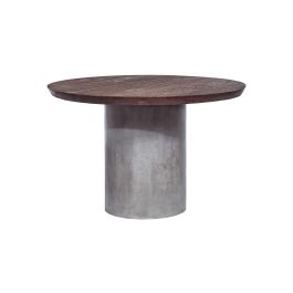 Renzo Modern Round Oak & Concrete Dining Table