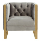 Carlos Modern Grey Velvet & Gold Accent Chair
