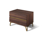 Eastern King Calabria Modern Walnut & Green Velvet Bedroom Set