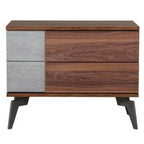Palermo - Modern Italian Faux Concrete & Walnut Nightstand