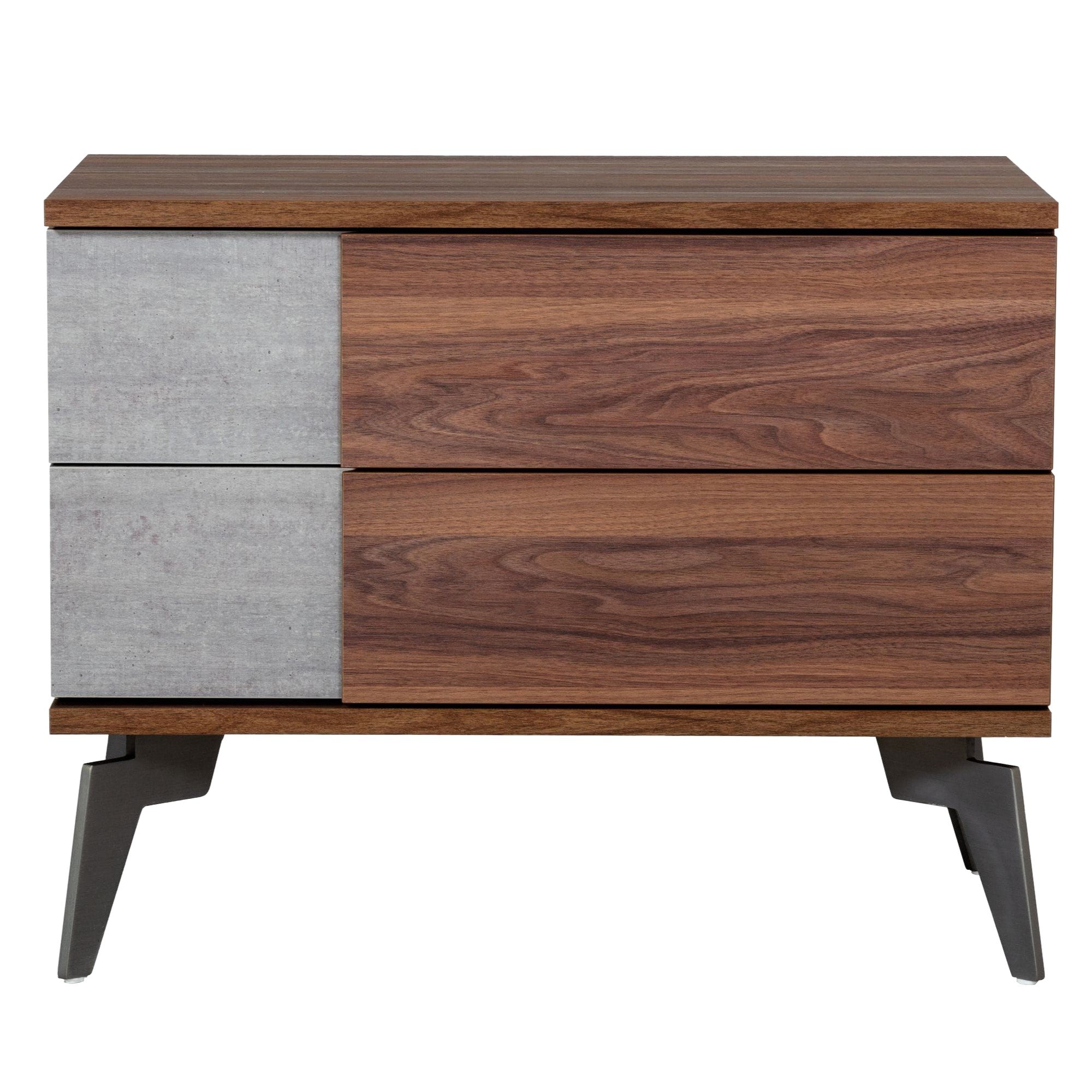 Palermo - Modern Italian Faux Concrete & Walnut Nightstand