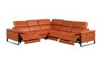 1246 Divanitalia 5-Piece L-Shaped Modular Power Reclining Sectional Sofa with Power Headrests - Top Grain Italian Leather