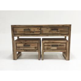 Mandy Modern Nutmeg Acacia Console & End Table Set