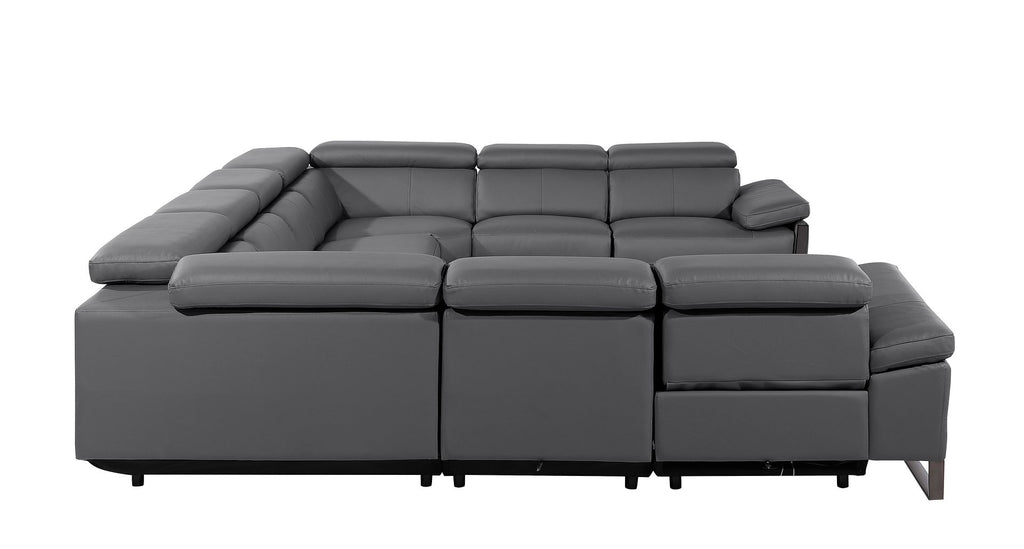 1246 Divanitalia 8-Piece U-Shaped Modular Power Reclining Sectional Sofa with 4 Power Recliners and Power Headrests - Top Grain Italian Leather