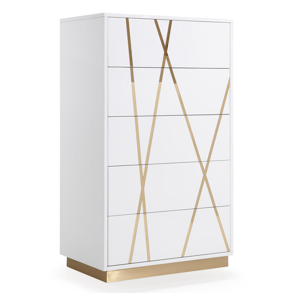 Nixa Modern White & Gold Chest