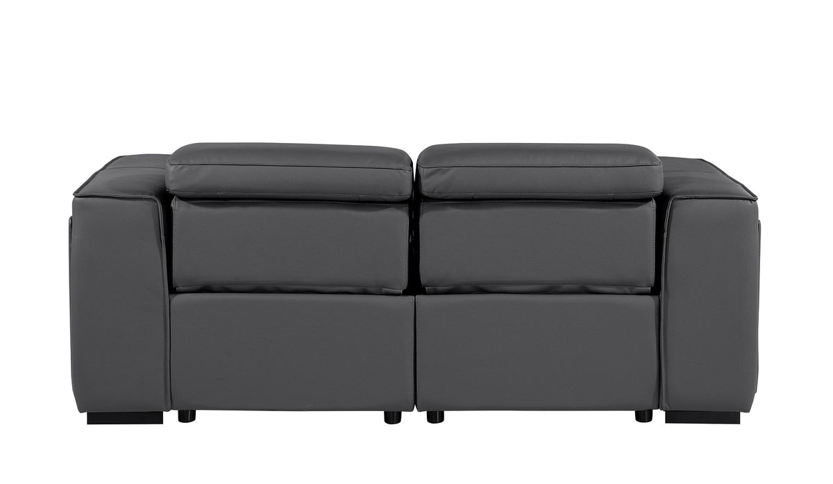 1224 Divanitalia 2-Piece Modular Power Reclining Loveseat in Top Grain Italian Leather with 2 Power Recliners & Power Headrests - Dark Grey - SKU 1224-DK-GREY-2.2-HT - view 7