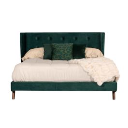 Durango Modern Green Fabric & Walnut Bed