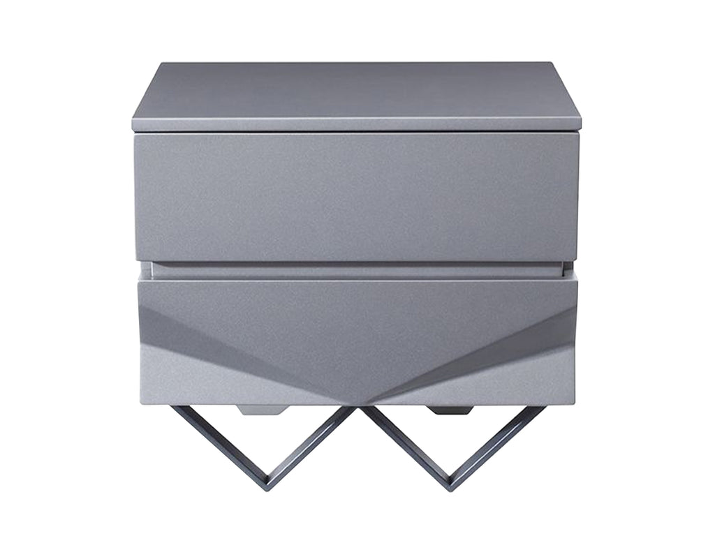 Duke Modern Grey & Black Gun Chrome Nightstand