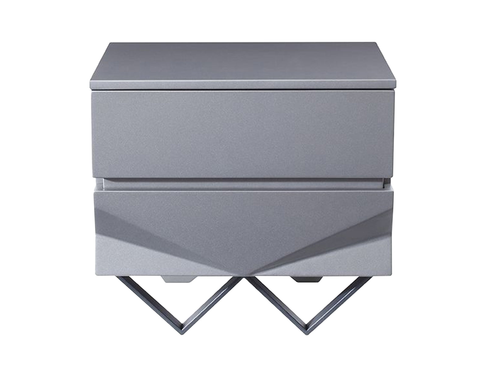 Duke Modern Grey & Black Gun Chrome Nightstand