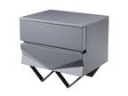 Duke Modern Grey & Black Gun Chrome Nightstand