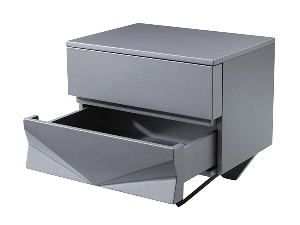 Duke Modern Grey & Black Gun Chrome Nightstand