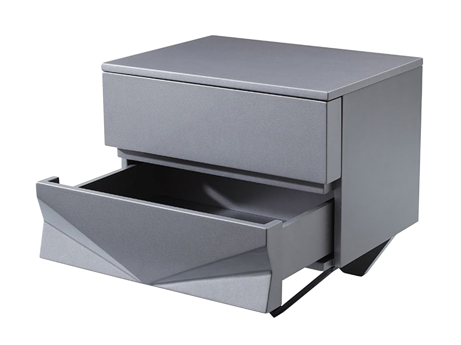 Duke Modern Grey & Black Gun Chrome Nightstand