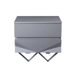 Duke Modern Grey & Black Gun Chrome Nightstand