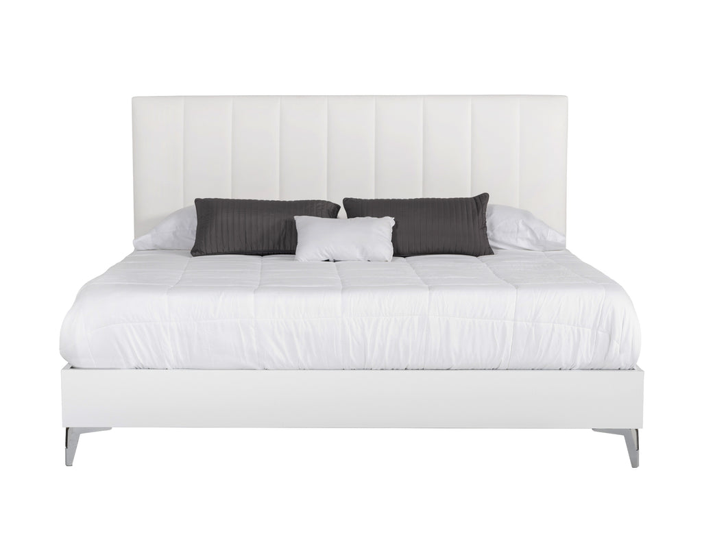 Angela Eastern King - Italian White Eco Leather Bed - Italian White Eco Leather Bed