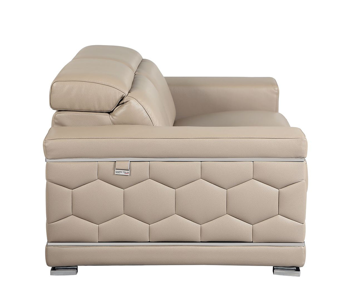 692 Divanitalia Loveseat with Adjustable Headrest in Top-grain Italian Leather - Beige - SKU 692-L-BEIGE - view 5