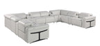 1126 Divanitalia 12-Piece U-Shaped Sectional Sofa in Top Grain Italian Leather with 4 Power Recliners & Power Headrests - Light Grey - SKU 1126-LT_GREY-12PC-4PWR-U-SECTIONAL-GROUP - view 4