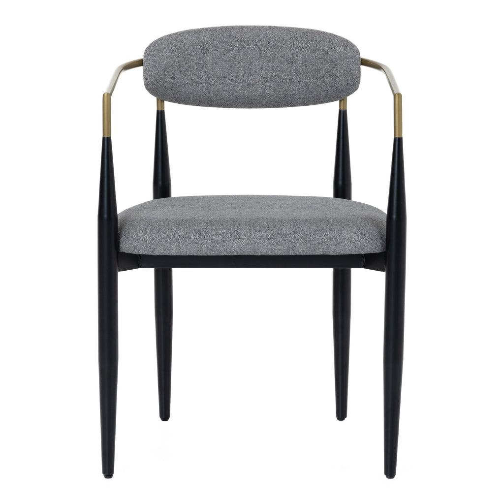 Buchtel - Mid-Century Modern Dark Grey + Gold Arm + Black Dining Chair