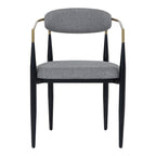 Buchtel - Mid-Century Modern Dark Grey + Gold Arm + Black Dining Chair