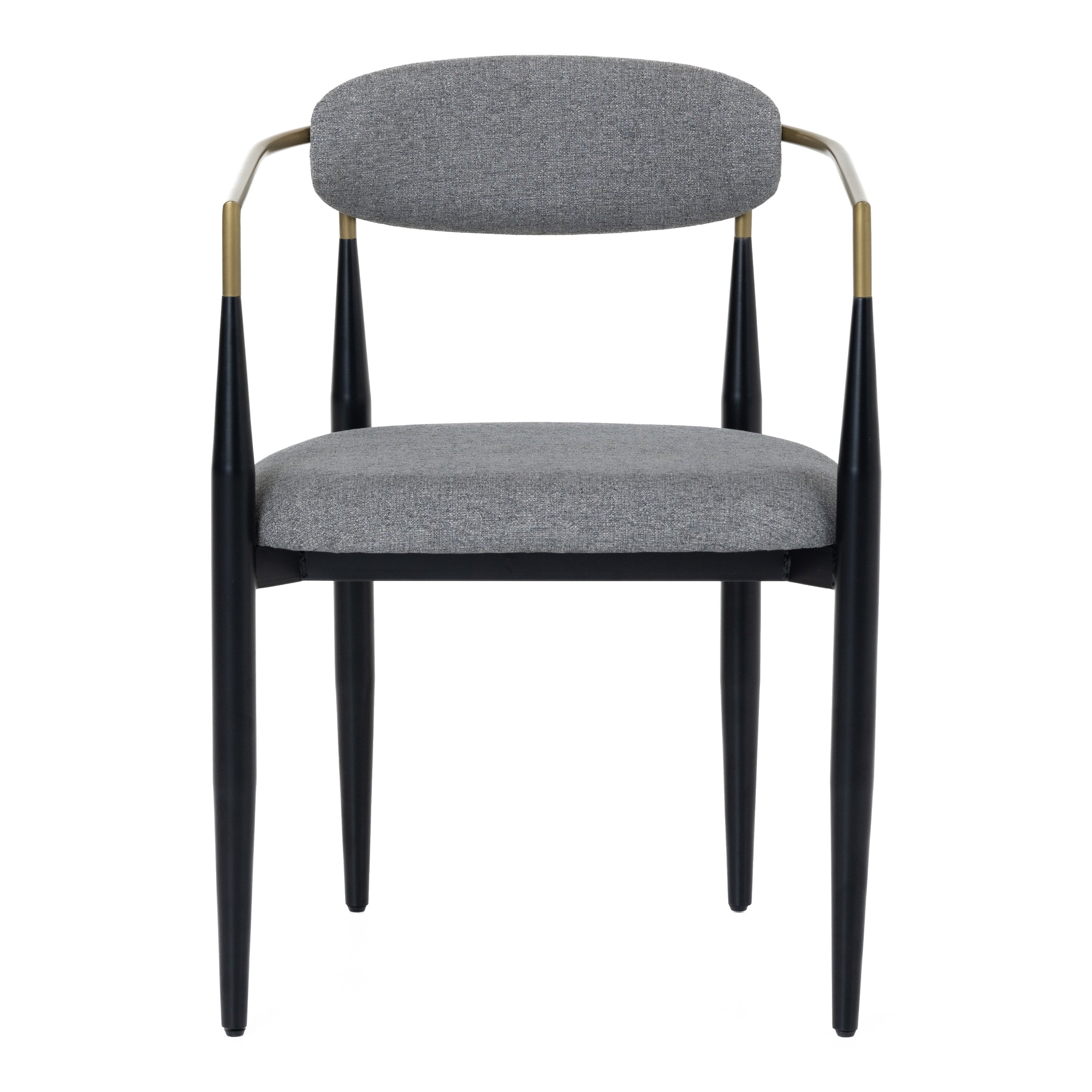 Buchtel - Mid-Century Modern Dark Grey + Gold Arm + Black Dining Chair