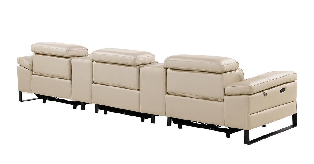 1246 Divanitalia Modular Power Triple Reclining Dual Console Sofa with Power Reclining Headrests - Top Grain Italian Leather - Beige - SKU 1246-BEIGE-5.3-HT - view 6