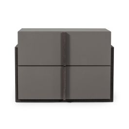 Lucia - Italian Modern Elm and Matte Grey Nightstand