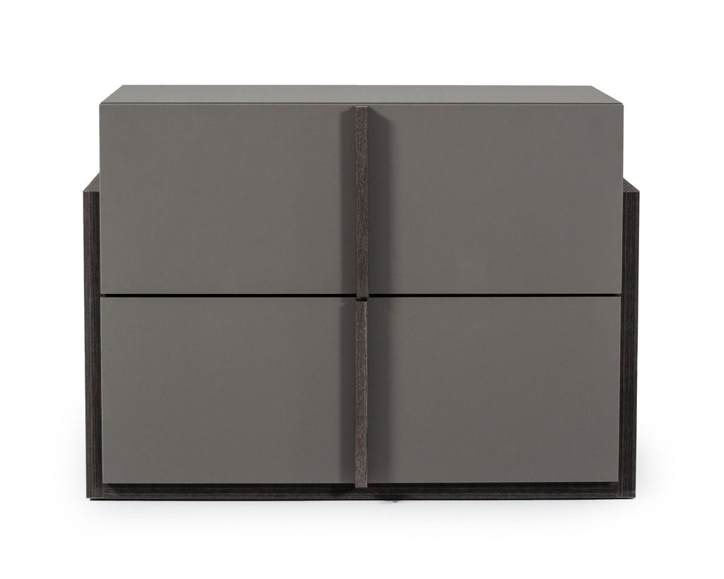 Full Lucia - Italian Modern Matte Grey / Elm Grey Bed + 2 Nightstands Set - Italian Modern Matte Grey / Elm Grey Bed + 2 Nightstands Set