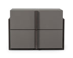 Full Lucia - Italian Modern Matte Grey / Elm Grey Bed + 2 Nightstands Set - Italian Modern Matte Grey / Elm Grey Bed + 2 Nightstands Set