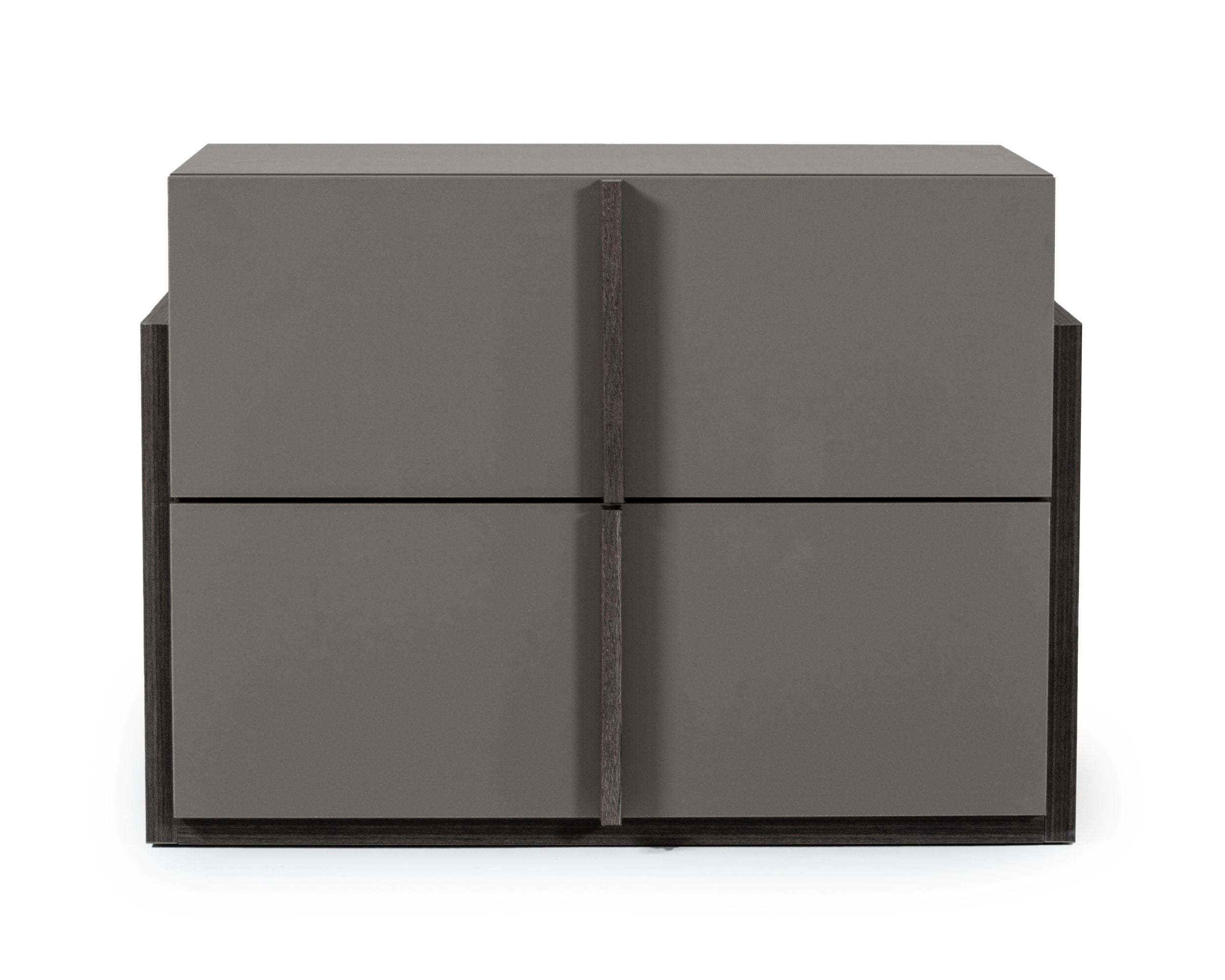 Full Lucia - Italian Modern Matte Grey / Elm Grey Bed + 2 Nightstands Set - Italian Modern Matte Grey / Elm Grey Bed + 2 Nightstands Set