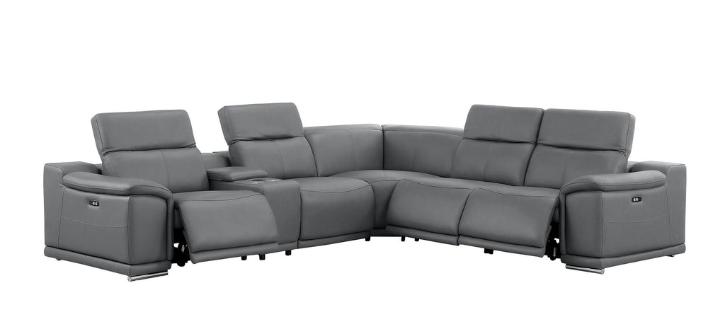 2679 6-Piece L-Shaped Power Reclining Sectional Sofa in Genuine Leather - 3 Recliners