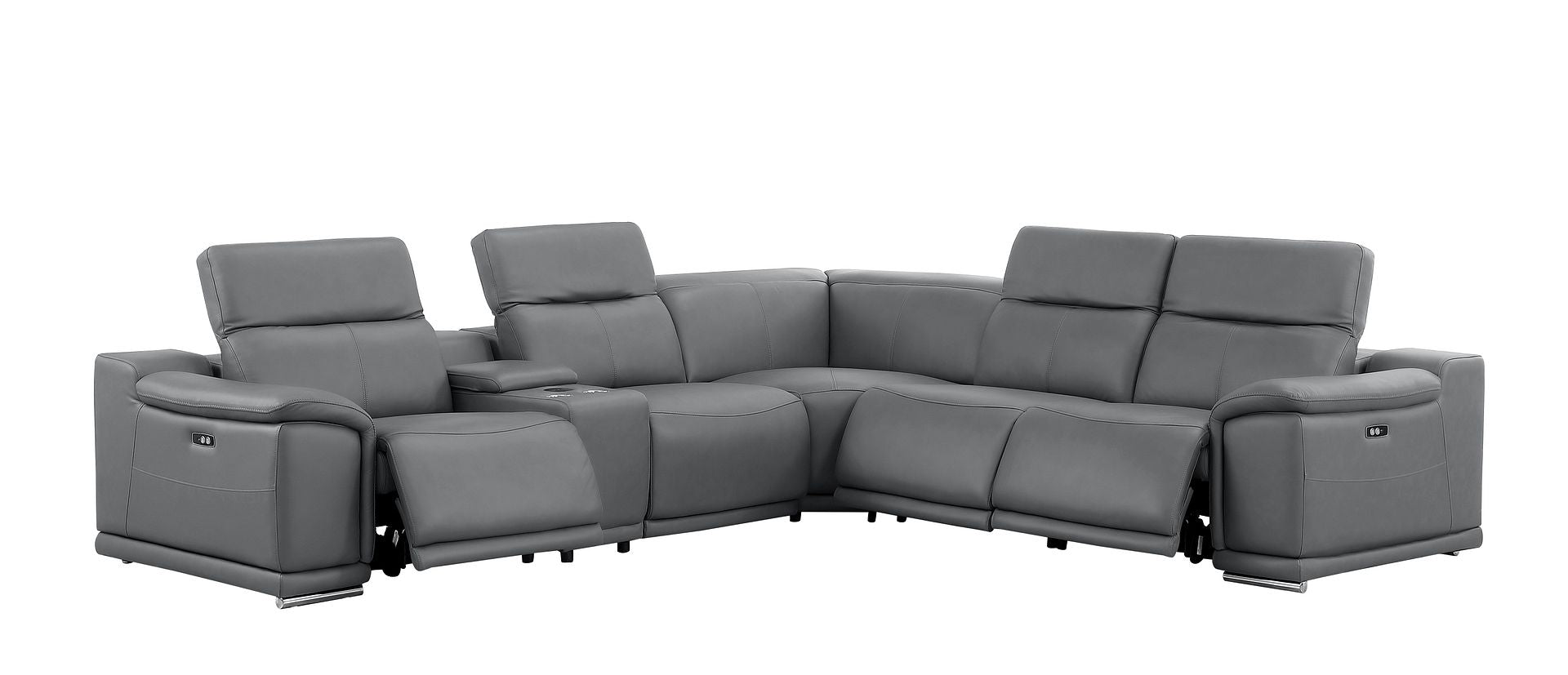 2679 6-Piece L-Shaped Power Reclining Sectional Sofa in Genuine Leather - 3 Recliners