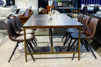 Shane - Modern Acacia & Brass Dining Table