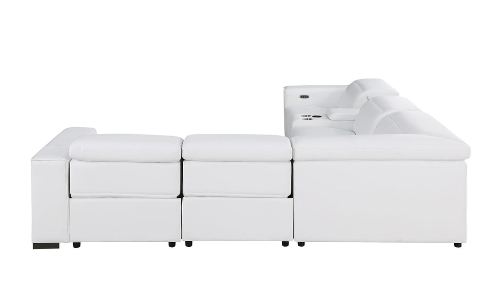 1208 6-Piece L-Shaped Leather Reclining Sectional Sofa with 3 Power Recliners