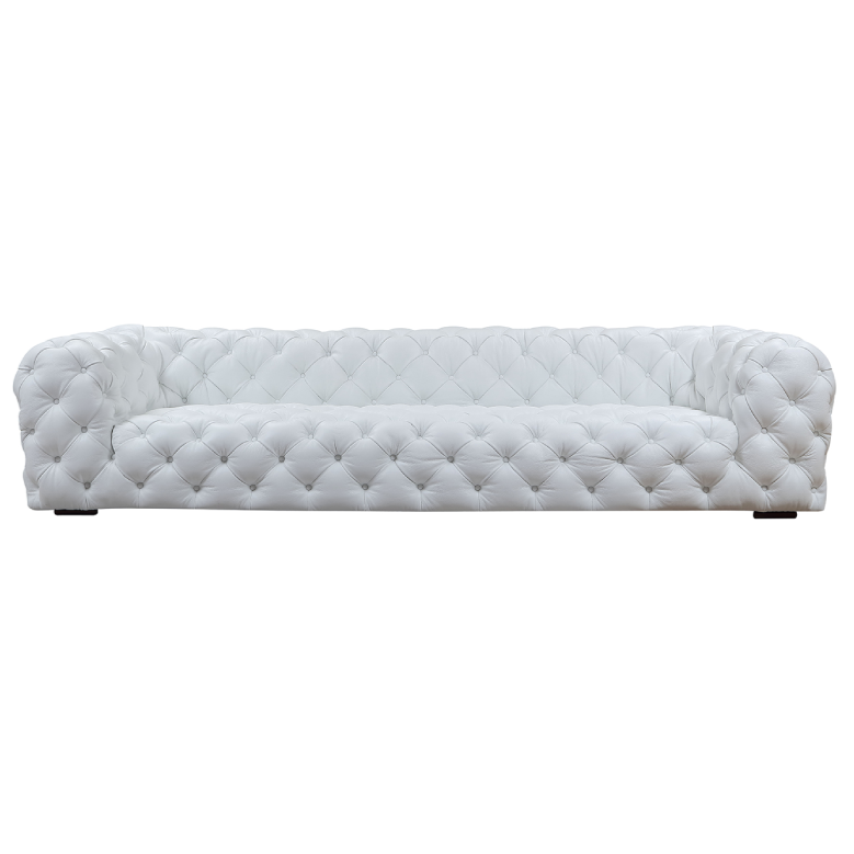 Dexter Transitional White Full Italian Leather Sofa