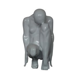 Modern White Kneeling Sculpture