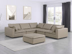 1100 Divanitalia 6-Piece L-Shaped Sectional Sofa - Top-grain Italian Leather - Beige