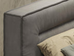 California King Hollywood - Italian Contemporary Grey Leather Bed - Italian Contemporary Grey Leather Bed