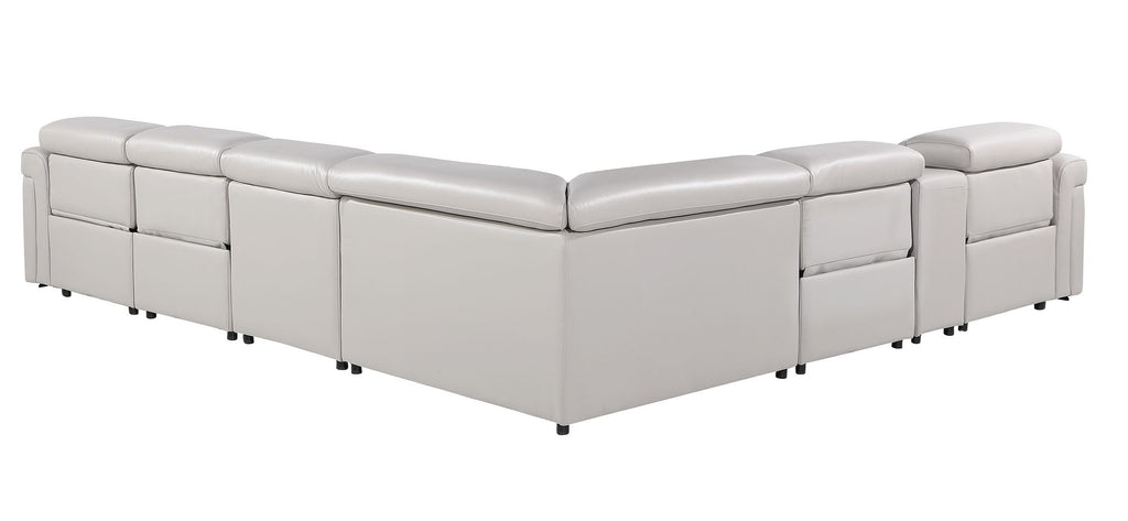 1126 Divanitalia 7-Piece L-Shaped Sectional Sofa in Top Grain Italian Leather with 4 Power Recliners & Power Headrests - Light Grey - SKU 1126-LT-GREY-SEC-7PC-4PWR-SECTIONAL-GROUP - view 6