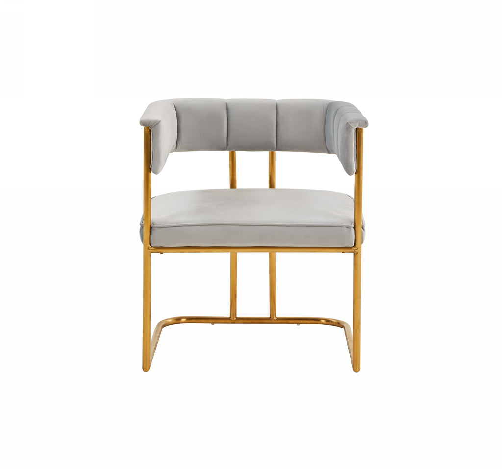 Bavaria - Modern Light Grey Fabric + Gold Accent Chair