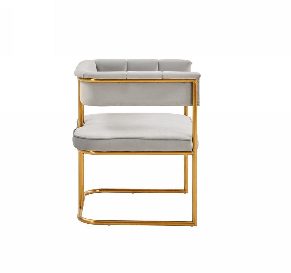 Bavaria - Modern Light Grey Fabric + Gold Accent Chair