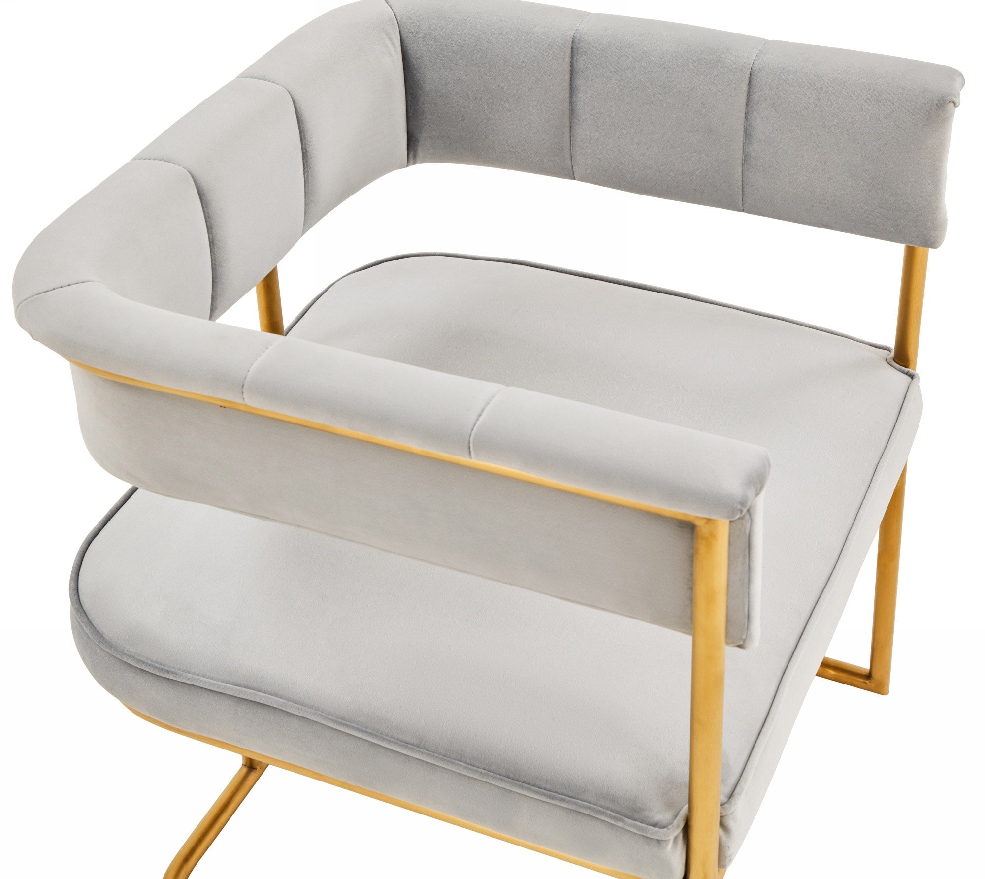 Bavaria - Modern Light Grey Fabric + Gold Accent Chair