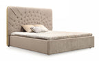 Moontide - Eastern King Glam Beige Velvet and Brushed Brass Bed - Eastern King Glam Beige Velvet and Brushed Brass Bed