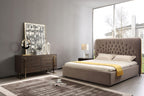 Eastern King Moontide - Glam Beige Velvet and Brushed Brass 4-Piece Bedroom Set - Glam Beige Velvet and Brushed Brass 4 - Piece Bedroom Set
